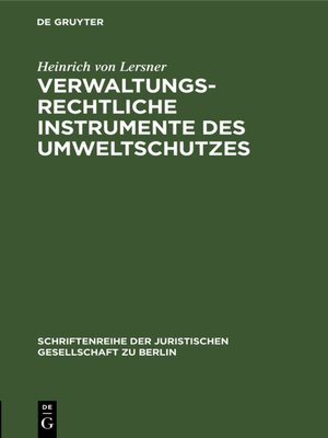 cover image of Verwaltungsrechtliche Instrumente des Umweltschutzes